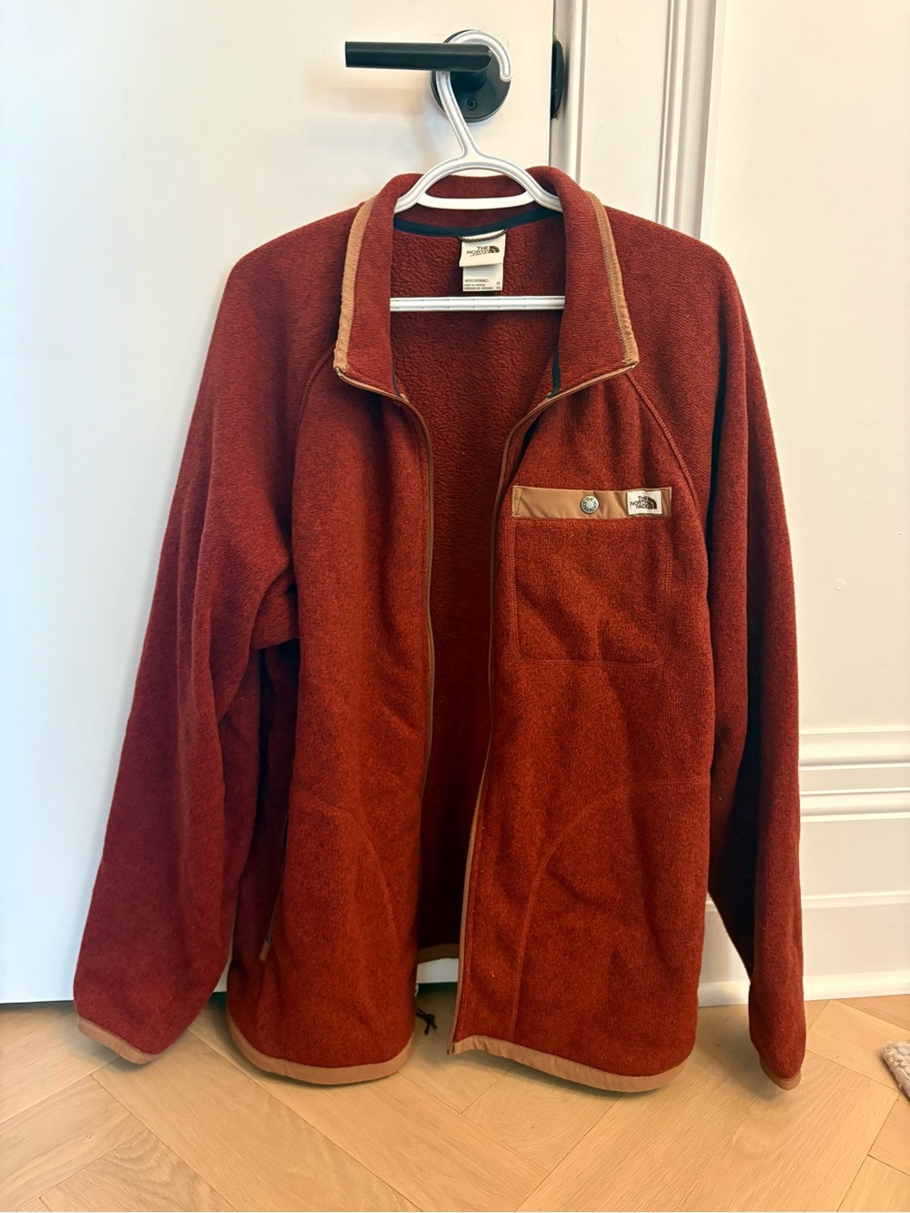 The North Face Men’s Rust Brown Zip-Up Fleece Jacket